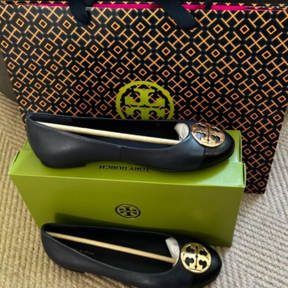 Tory Burch Royal Navy Chelsea Cap-Toe Ballet Flats - Picture 15 of 15